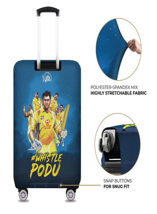 Nasher Miles X Chennai Super Kings (Csk) Polyester Blue Whistle Modern Podu 65 Cm (24 Inch) Medium Protective Luggage Cover - Image 4